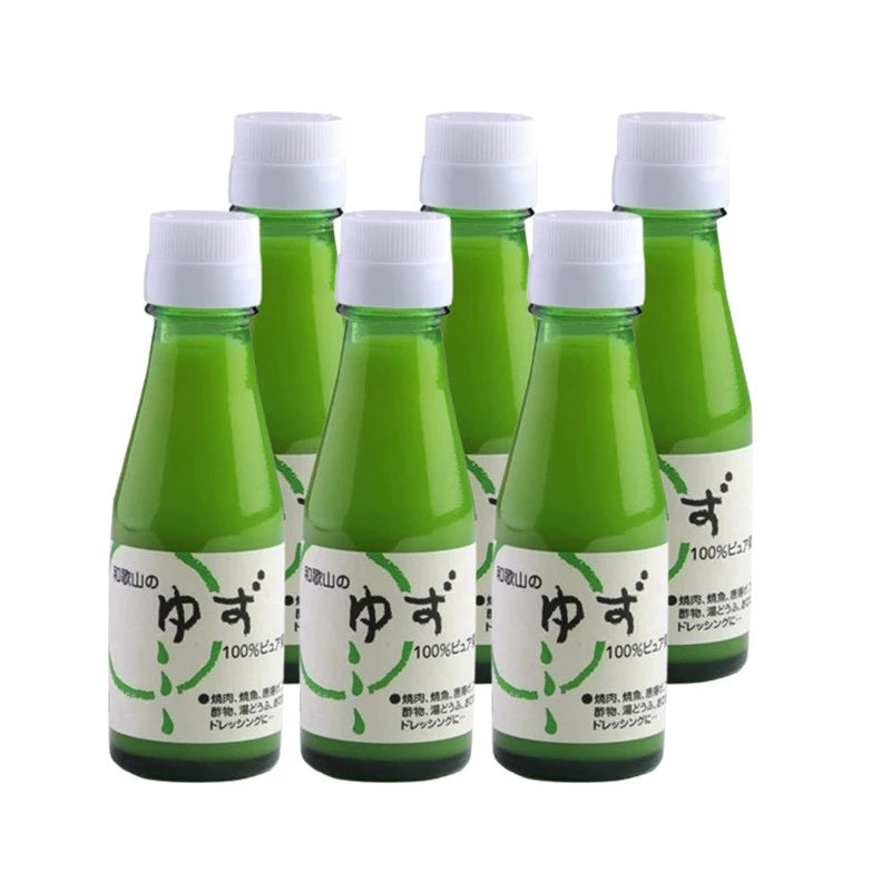 ITO NOEN Japanese Yuzu pure juice bottles, 6-pack, for beverages and cooking, showcasing bright yellow yuzu citrus flavor