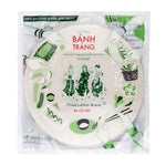 Three Ladies rice paper in a 340g package, soft dry grocery product used for making spring rolls and Asian cuisine.
