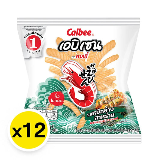 Calbee Ebisen Prawn Crackers Grilled Squid Seaweed 10g x12