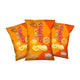 RISE BUDDY Rice Chippies Cheese crispy rice snack pack of 3 sachets, showing golden cheesy rice chips in individual packaging.