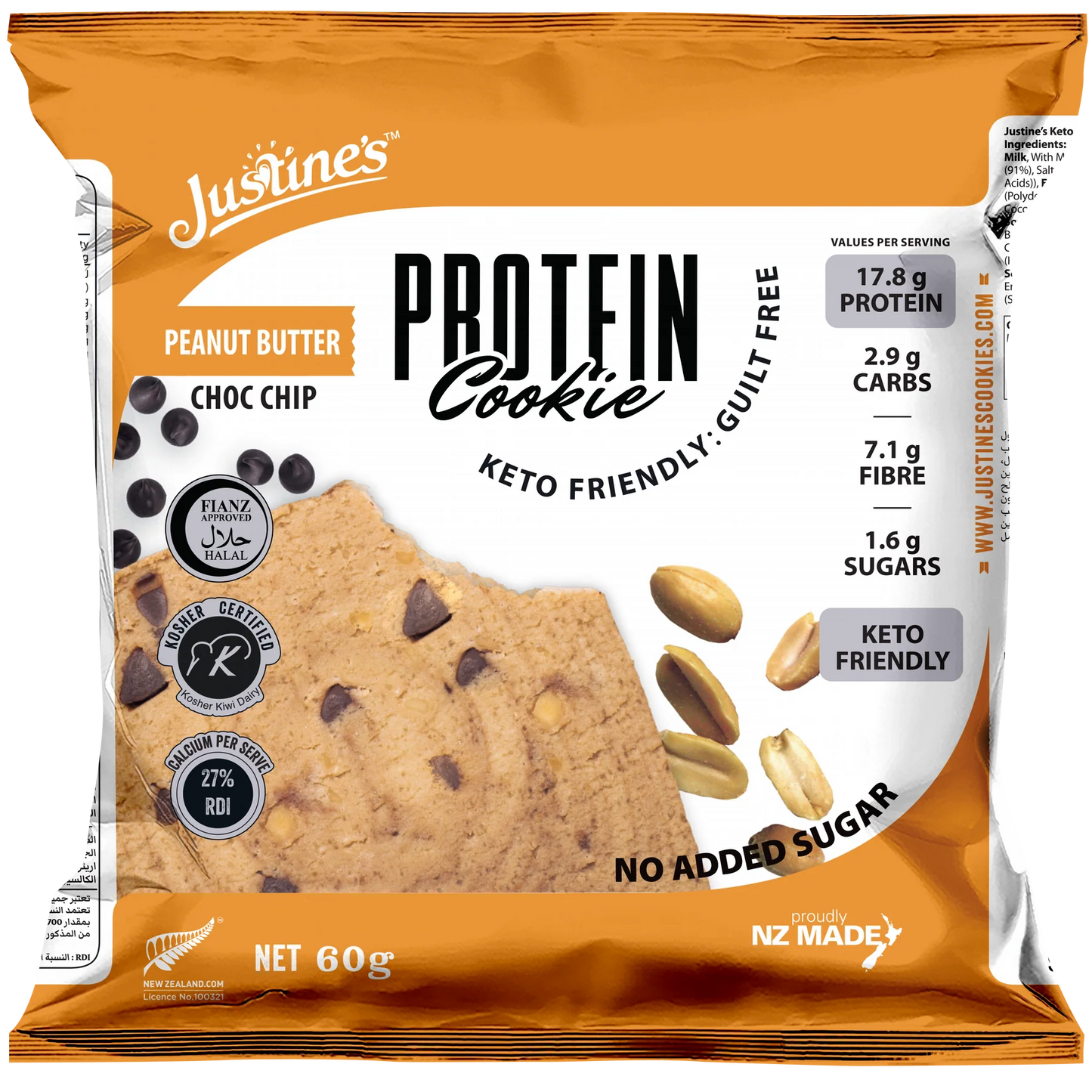 Justine's Peanut Butter Choc Chip Protein Cookie