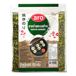 A package of ARO Roasted Seaweed snack, 105g, in a resealable bag, ideal for dry grocery and snack consumption.