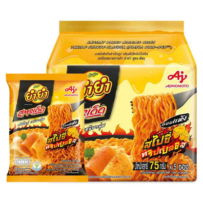 YUMYUM Soodded Instant Dried Noodles Spicy Triple Cheese Pack 5