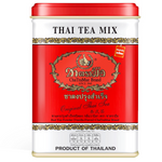 Chatramue Red Tea Powder Vanilla drink in a glass with a straw, showcasing a vibrant red color and vanilla flavor.