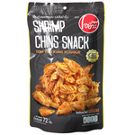 Oyua Crispy Fried Shrimp Chins snack with Tom Yum Kung flavor, showcasing crunchy shrimp chips in vibrant packaging.