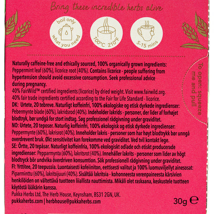 Pukka Peppermint & Licorice Tea Bags X 20 Caffeine Free
