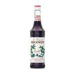 Bottle of MONIN Blueberry Syrup in 700ml plastic bottle, used for beverages and desserts in dry grocery.