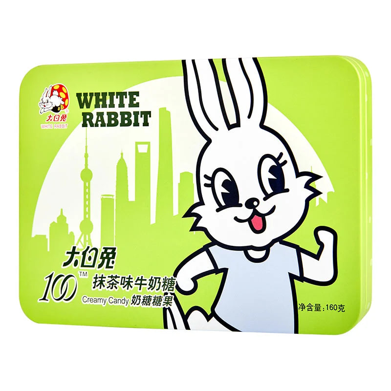 White Rabbit Matcha Soft Candy in a 160g package, featuring white and green matcha-flavored candies with the White Rabbit branding.