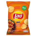 Lay's Rock Potato BBQ snack bag with colorful packaging, showcasing crispy potato chips flavored with smoky barbecue.