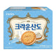 CROWN Sando Cream Biscuit 161g package showing golden biscuits with cream filling in a clear plastic wrapper.