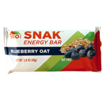 Probar Snak Blueberry Oat Bar in a wrapper, showing the nutrition label and fresh blueberries on the packaging for a healthy snack.