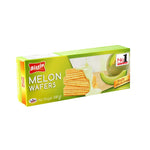 Bissin Wafer Melon 100g dry grocery product with crisp, dried melon wafers in a clear package.