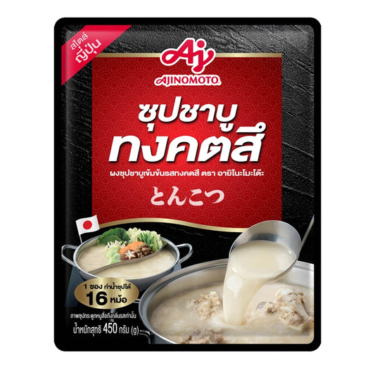 AJINOMOTO Tonkotsu Powder 450g jar with white and red label, showcasing the Japanese seasoning product.