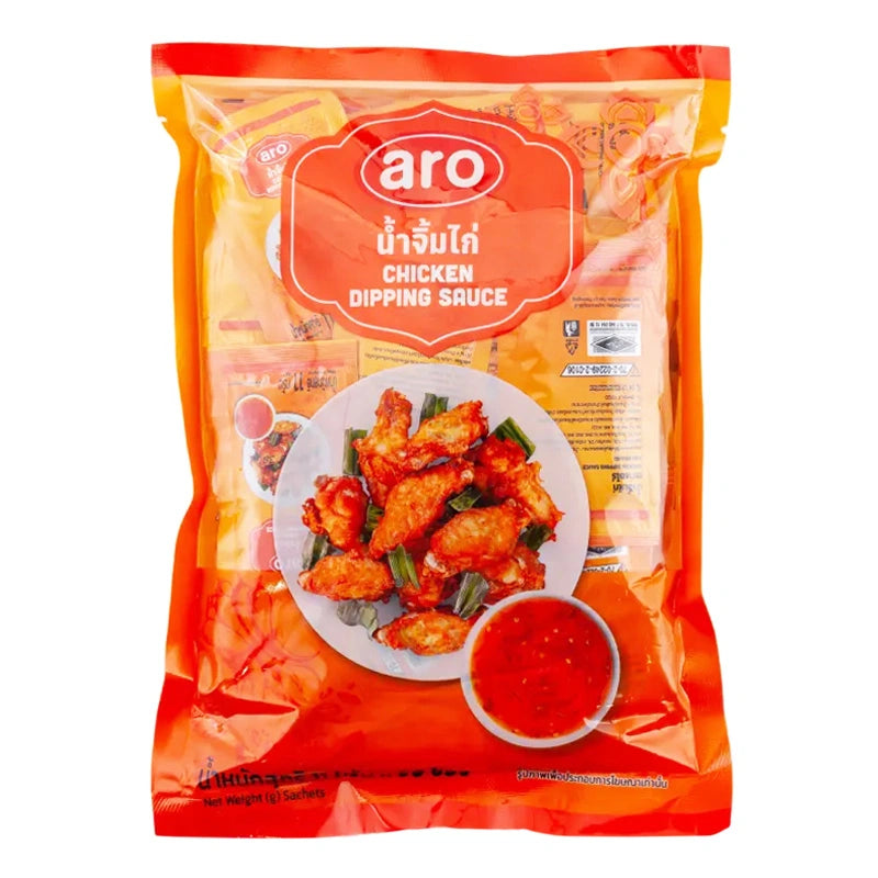 Aro Chicken Dipping Sauce sachets, 50-pack, with 11g each, displayed in the image for flavor enhancement.