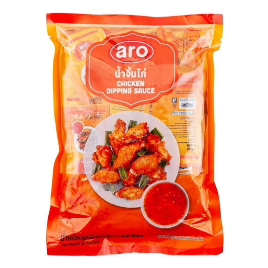 Aro Chicken Dipping Sauce sachets, 50-pack, with 11g each, displayed in the image for flavor enhancement.