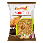 Gumlai Thong Fried Shallots 500g in clear container, dry grocery product, crispy golden shallots from Gumlai Thong brand