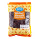 A handful of ARO black raisins in a clear container, showing the dark, plump dried fruit from the ARO brand.