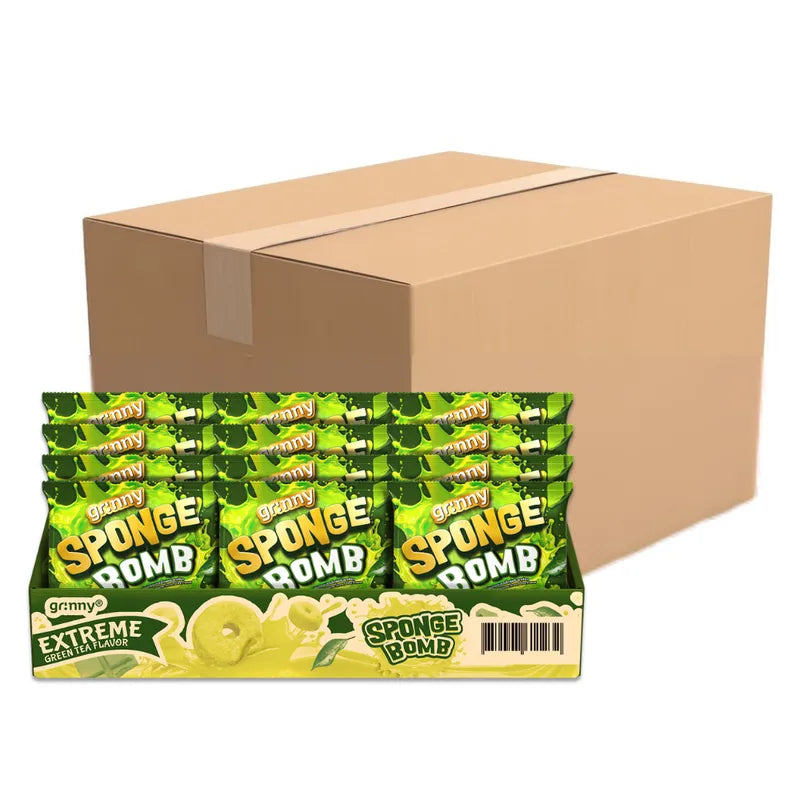 GRINNY SPONGE BOMB SNACK EXTREME GREEN TEA FLAVOR . (PACK 12PCS)
