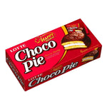 Lotte Choco Pie snack box, 168g, featuring soft marshmallow and chocolate-coated cake from Lotte confectionery brand.