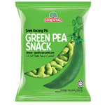 Oriental Greenpea snack, a colorful package of confectionery snacks featuring green peas, displayed on a clean background.