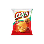 Orion Swing Chip Hot Flavor snack in packaging, spicy dried snack confectionery from Orion brand, for dry grocery and snack lovers.