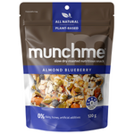 Munchme Almond Blueberry confectionery snack featuring almonds and blueberries in colorful packaging.