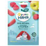 Frutonanny fruit slice snack featuring apple and raspberry flavors, colorful confectionery snack with fruit pieces and vibrant packaging