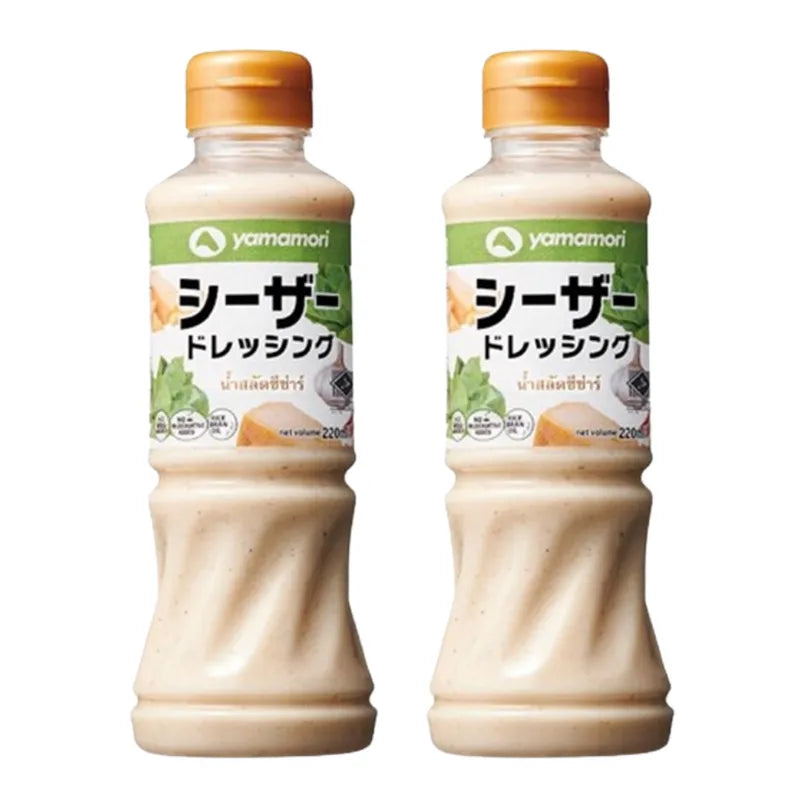 YAMAMORI Caesar Salad Dressing 220 mL bottle with creamy texture and fresh ingredients, shown in the image.