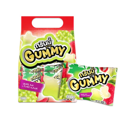 GRINNY PECTIN GUMMY STAR GRAPE AND LYCHEE FLAVOR . (PACK 12PCS)