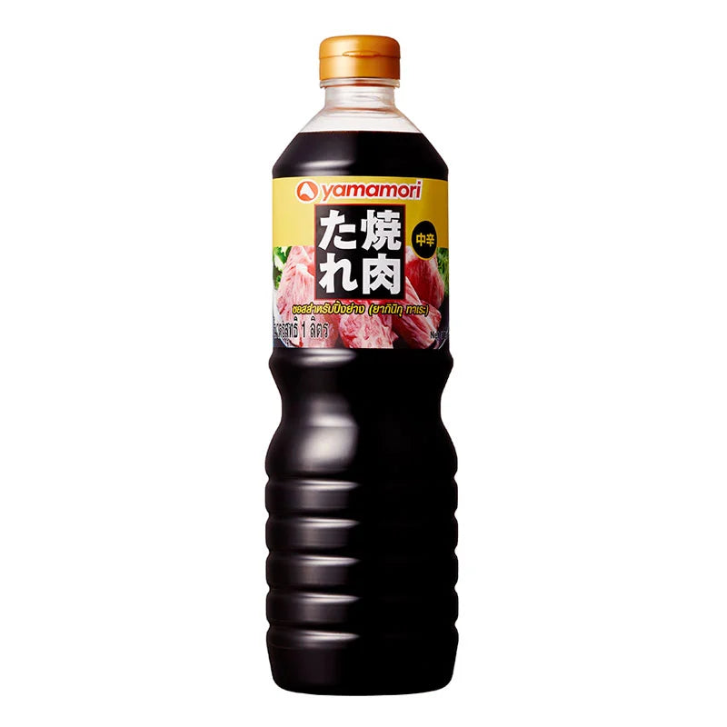 YAMAMORI Yakiniku Sauce 1L bottle featuring Japanese-style barbecue sauce with rich, savory flavor and glossy label.