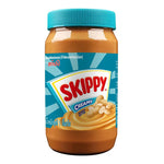 Skippy creamy peanut butter 1kg jar on a white background, showing the product label and lid.