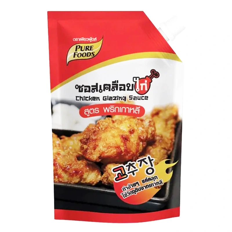 Pure Foods Chicken Glazing Sauce 1kg bottle with label, showcasing the product ready for culinary use.