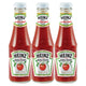 Three bottles of HEINZ Tomato Sauce, 300g each, with red caps and labels, arranged side by side.
