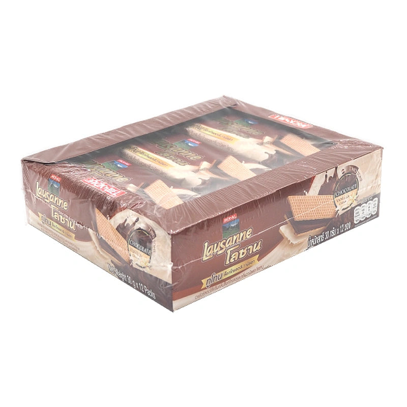 Lausanne Two-Tone Wafer With Chocolate And Vanilla Cream 30g x12