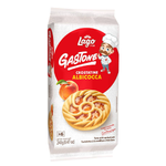 Lago Gastone Apricot Tartlets, confectionery snacks with golden pastry shells filled with apricot filling, served on a white plate