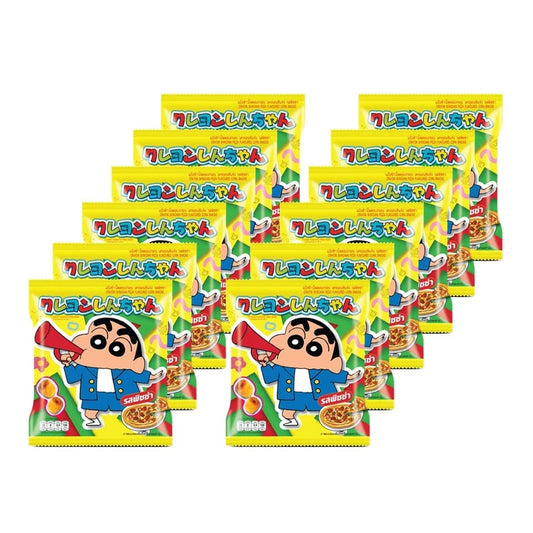 SHINCHAN Crispy Corn Pizza Snack pack featuring 12 individual 11g bags with crunchy corn pizza flavor.