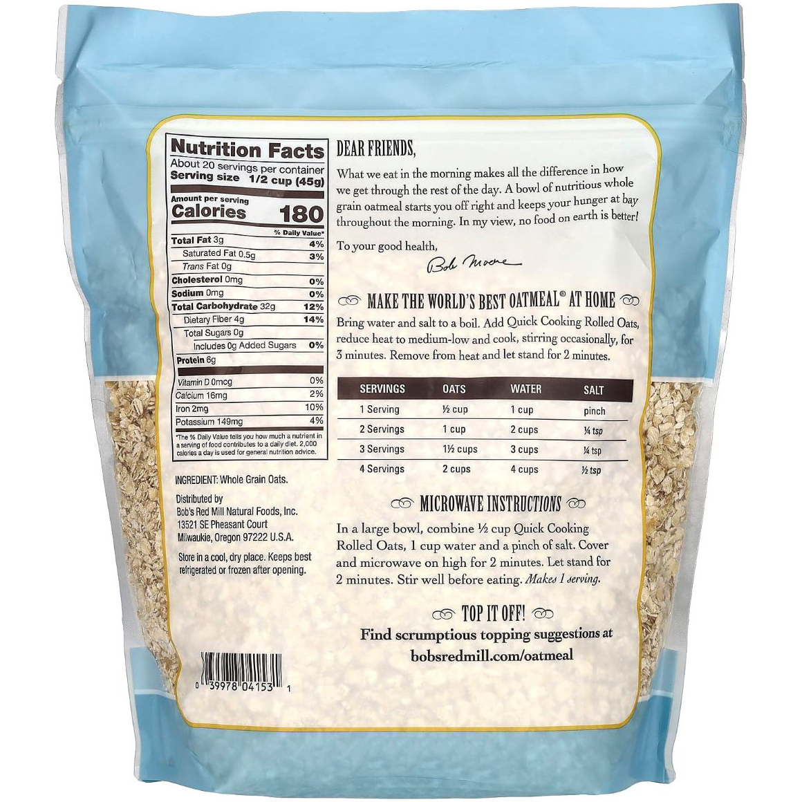 Bob's Red Mill Quick Cooking Rolled Oats