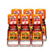 Six bottles of S & B La-Yu Chili Oil with chili pepper, 33ml each, made in Japan, featuring bright red chili oil in glass bottles.
