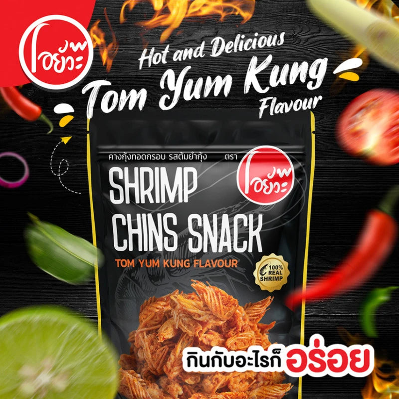 O-yua Crispy Fried Shrimp Chin Tom Yum Kung Flavor Snack 72g