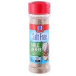 McCormick Garlic & Herb Seasoning salt-free container with fresh garlic and herbs, for flavorful cooking and seasoning.