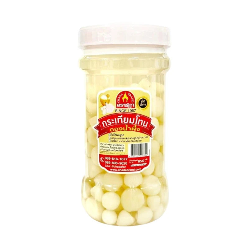 Chada genuine honey pickled single clove garlic in a jar, ideal for salads and fried eggs, no MSG or firming agents, 700g.