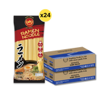 Close-up of Rabbit Brand Ramen Noodles in packaging, ready for cooking, showcasing the dry noodle blocks in the package.