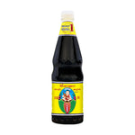 Deksomboon Mushroom Soy Sauce 1000ml bottle, dark soy sauce with mushroom flavor, in a clear plastic bottle for dry grocery use