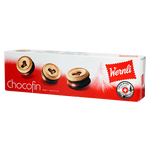 Wernli Chocofin Biscuit, a confectionery snack with chocolate coating and biscuit inside, shown on a white background.