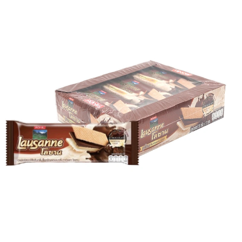 Lausanne Two-Tone Wafer With Chocolate And Vanilla Cream 30g x12
