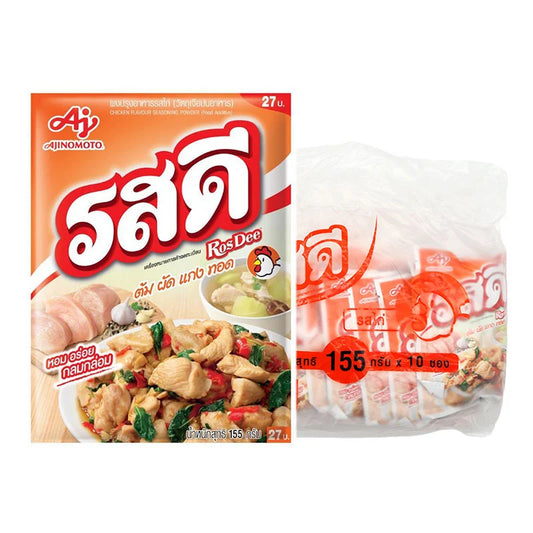 Rosdee Chicken Seasoning Powder 155g, shown in a clear container with spices, perfect for enhancing chicken dishes.