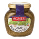 AGNESI Pesto Sauce jar with green basil and garlic, 185g, showing the label and product packaging.