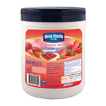 Best Foods strawberry spread jar, 1.9kg, with vibrant red strawberry fruit and label visible, ideal for breakfast or baking.