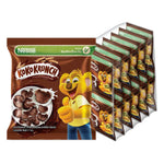 Koko Krunch Whole Grain Wheat Curls Breakfast Cereal with chocolate flavor, dry grocery product, crispy cereal in a bowl