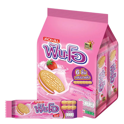 Fun-o Sandwich Cookies Filled With Strawberry Flavored Cream 12